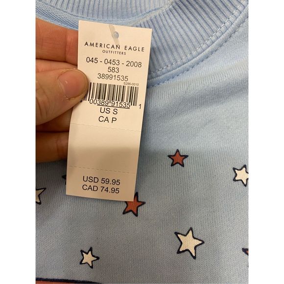 American Eagle NWT Oversized Thunderbird Graphic Sweatshirt Blue Sz Small MP $60 - Picture 2 of 14